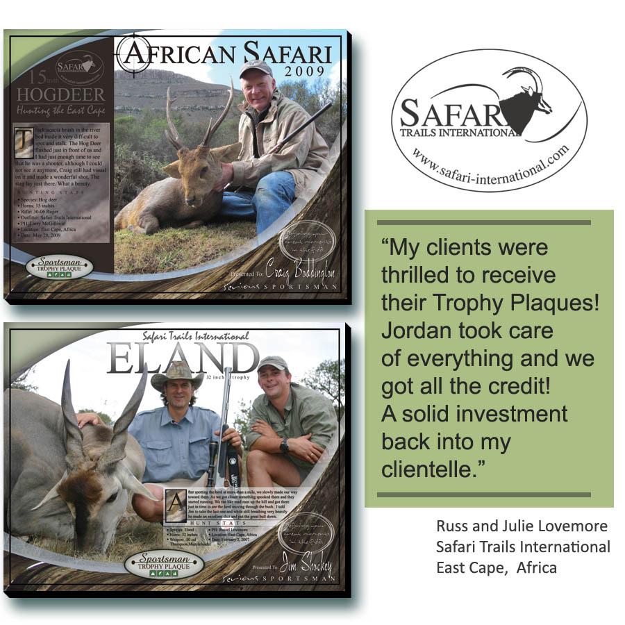 Sportsmans Trophy, Wall plaques to display your hunting and fishing